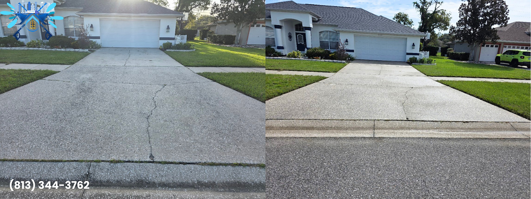 Spring Hill: Driveway & Walkway Pressure Washing Transformation